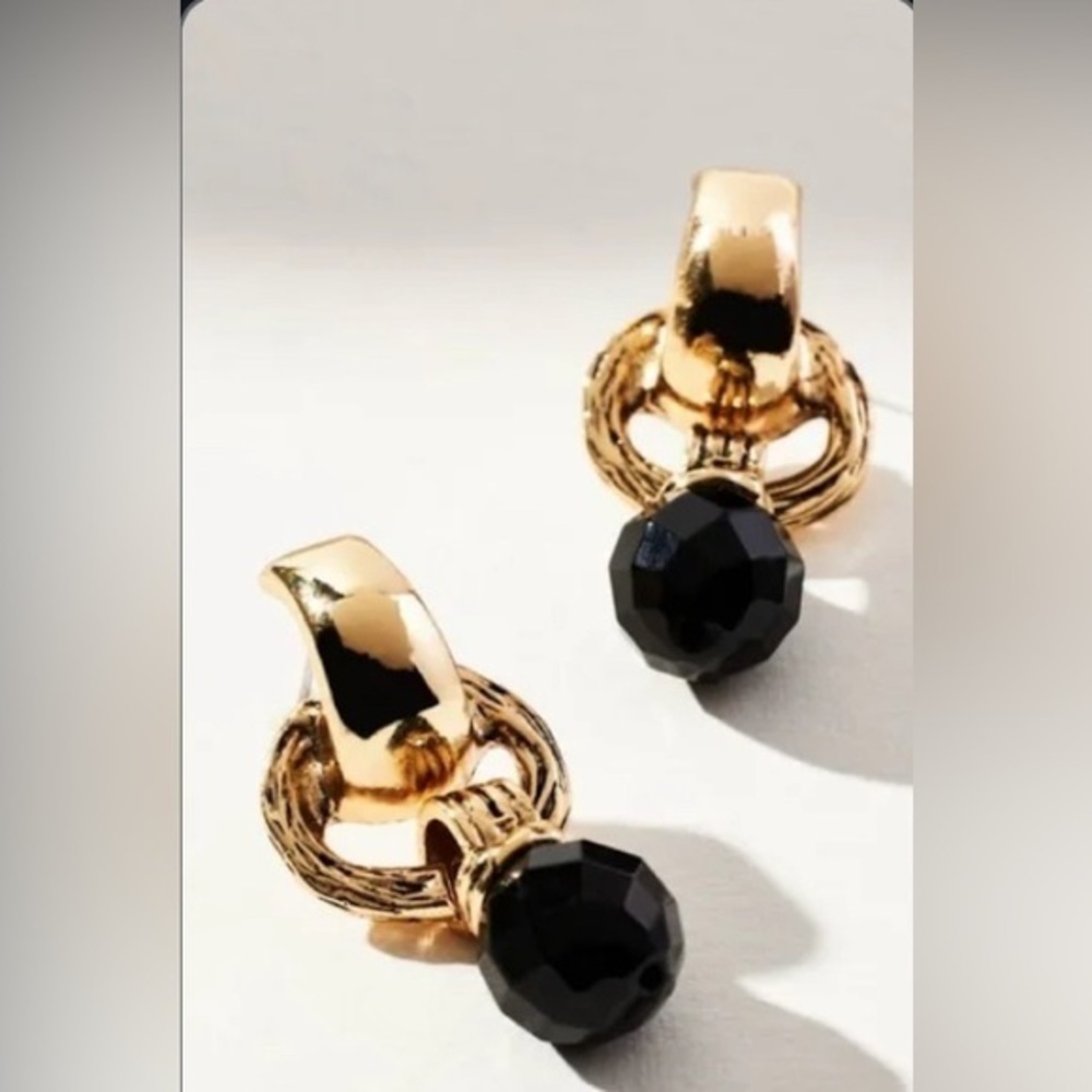 Anthropologie Gold Door Knocker Drop Earrings. NWT